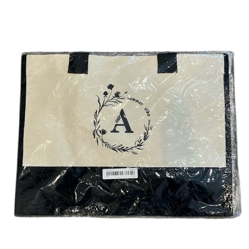 NIP Summer Vibe Monogram ‘A’ Canvas Tote Bag